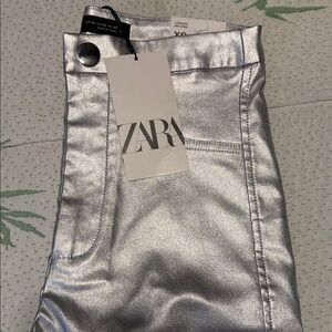 Zara Metallic Silver Leggings